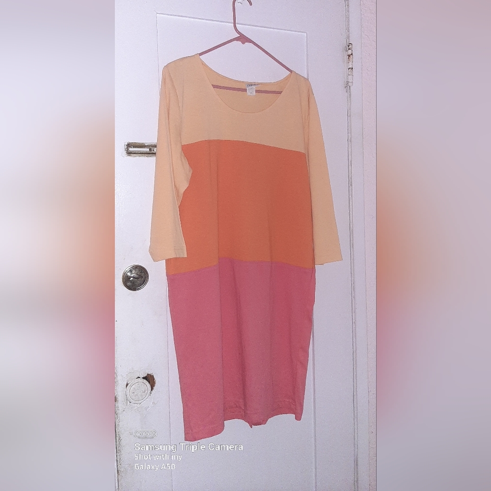 Women's Vintage Orange Cotton Polyester Orange Dress Styleworks Brand sz L *READ